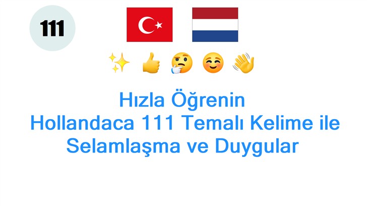 Hızla Öğrenin: Hollandaca 111 Temalı Kelime ile Selamlaşma ve Duygular